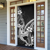 Black Aloha Hawaii Door Cover Polynesian Shark Tattoo With Plumeria LT14 - Polynesian Pride