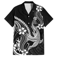 Black Aloha Hawaii Hawaiian Shirt Polynesian Shark Tattoo With Plumeria LT14 Black - Polynesian Pride
