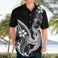 Black Aloha Hawaii Hawaiian Shirt Polynesian Shark Tattoo With Plumeria LT14 - Polynesian Pride