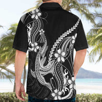 Black Aloha Hawaii Hawaiian Shirt Polynesian Shark Tattoo With Plumeria LT14 - Polynesian Pride