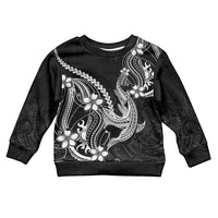 Black Aloha Hawaii Kid Ugly Christmas Sweater Polynesian Shark Tattoo With Plumeria - Polynesian Pride