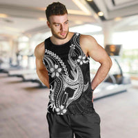 Black Aloha Hawaii Men Tank Top Polynesian Shark Tattoo With Plumeria LT14 Black - Polynesian Pride