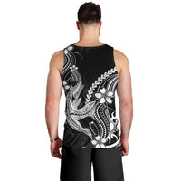 Black Aloha Hawaii Men Tank Top Polynesian Shark Tattoo With Plumeria LT14 - Polynesian Pride