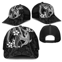 Black Aloha Hawaii Mesh Trucker Cap Polynesian Shark Tattoo With Plumeria LT14 - Polynesian Pride
