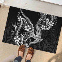 Black Aloha Hawaii Rubber Doormat Polynesian Shark Tattoo With Plumeria LT14 - Polynesian Pride
