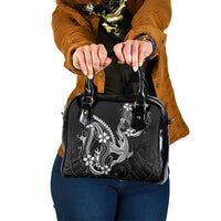 Black Aloha Hawaii Shoulder Handbag Polynesian Shark Tattoo With Plumeria LT14 One Size Black - Polynesian Pride