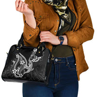 Black Aloha Hawaii Shoulder Handbag Polynesian Shark Tattoo With Plumeria LT14 - Polynesian Pride