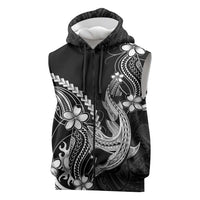 Black Aloha Hawaii Sleeveless Zip Hoodie Polynesian Shark Tattoo With Plumeria LT14 Black - Polynesian Pride