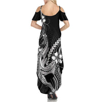 Black Aloha Hawaii Summer Maxi Dress Polynesian Shark Tattoo With Plumeria LT14 - Polynesian Pride