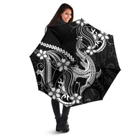 Black Aloha Hawaii Umbrella Polynesian Shark Tattoo With Plumeria - Polynesian Pride