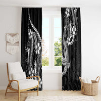 Black Aloha Hawaii Window Curtain Polynesian Shark Tattoo With Plumeria - Polynesian Pride