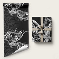 Black Aloha Hawaii Wrapping Paper Polynesian Shark Tattoo With Plumeria LT14 58" × 23" Black - Polynesian Pride