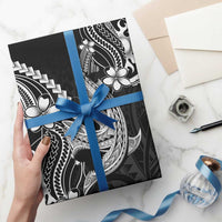 Black Aloha Hawaii Wrapping Paper Polynesian Shark Tattoo With Plumeria LT14 - Polynesian Pride