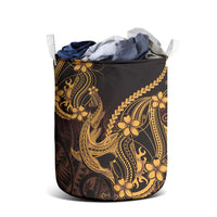 Gold Black Aloha Hawaii Laundry Basket Polynesian Shark Tattoo With Plumeria LT14 - Polynesian Pride