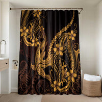 Gold Black Aloha Hawaii Bathroom Set Polynesian Shark Tattoo With Plumeria - Polynesian Pride