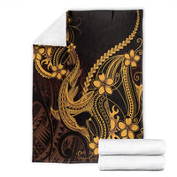 Gold Black Aloha Hawaii Blanket Polynesian Shark Tattoo With Plumeria - Polynesian Pride