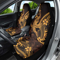 Gold Black Aloha Hawaii Car Seat Cover Polynesian Shark Tattoo With Plumeria - Polynesian Pride