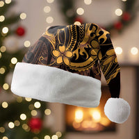 Gold Black Aloha Hawaii Christmas Santa Hat Polynesian Shark Tattoo With Plumeria - Polynesian Pride