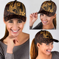 Gold Black Aloha Hawaii Classic Cap Polynesian Shark Tattoo With Plumeria LT14 - Polynesian Pride