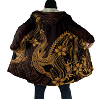 Gold Black Aloha Hawaii Cloak Polynesian Shark Tattoo With Plumeria LT14 - Polynesian Pride