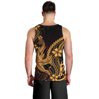 Gold Black Aloha Hawaii Men Tank Top Polynesian Shark Tattoo With Plumeria LT14 - Polynesian Pride