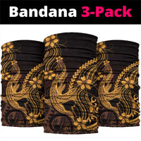 Gold Black Aloha Hawaii Neck Gaiter Polynesian Shark Tattoo With Plumeria LT14 package One Size: 25*50cm Gold - Polynesian Pride