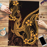 Gold Black Aloha Hawaii Puzzle Polynesian Shark Tattoo With Plumeria LT14 Gold - Polynesian Pride