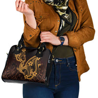 Gold Black Aloha Hawaii Shoulder Handbag Polynesian Shark Tattoo With Plumeria LT14 - Polynesian Pride