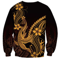 Gold Black Aloha Hawaii Sweatshirt Polynesian Shark Tattoo With Plumeria LT14 - Polynesian Pride