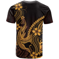Gold Black Aloha Hawaii T Shirt Polynesian Shark Tattoo With Plumeria LT14 - Polynesian Pride