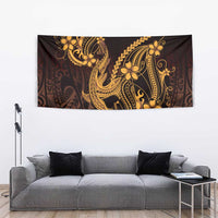 Gold Black Aloha Hawaii Tapestry Polynesian Shark Tattoo With Plumeria - Polynesian Pride
