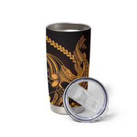 Gold Black Aloha Hawaii Tumbler Cup Polynesian Shark Tattoo With Plumeria - Polynesian Pride