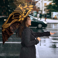 Gold Black Aloha Hawaii Umbrella Polynesian Shark Tattoo With Plumeria LT14 - Polynesian Pride