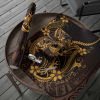 Gold Black Aloha Hawaii Wrapping Paper Polynesian Shark Tattoo With Plumeria LT14 - Polynesian Pride