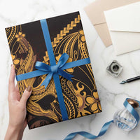 Gold Black Aloha Hawaii Wrapping Paper Polynesian Shark Tattoo With Plumeria LT14 - Polynesian Pride