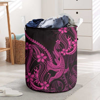 Pink Black Aloha Hawaii Laundry Basket Polynesian Shark Tattoo With Plumeria LT14 Pink - Polynesian Pride