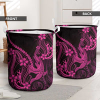 Pink Black Aloha Hawaii Laundry Basket Polynesian Shark Tattoo With Plumeria LT14 - Polynesian Pride