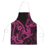 Pink Black Aloha Hawaii Apron Polynesian Shark Tattoo With Plumeria LT14 Pink - Polynesian Pride