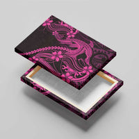 Pink Black Aloha Hawaii Canvas Wall Art Polynesian Shark Tattoo With Plumeria LT14 - Polynesian Pride