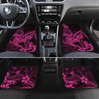 Pink Black Aloha Hawaii Car Mats Polynesian Shark Tattoo With Plumeria LT14 Set 4pcs Pink - Polynesian Pride