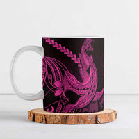Pink Black Aloha Hawaii Ceramic Mug Polynesian Shark Tattoo With Plumeria LT14 Pink - Polynesian Pride