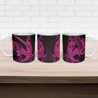 Pink Black Aloha Hawaii Ceramic Mug Polynesian Shark Tattoo With Plumeria LT14 - Polynesian Pride