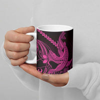 Pink Black Aloha Hawaii Ceramic Mug Polynesian Shark Tattoo With Plumeria LT14 - Polynesian Pride