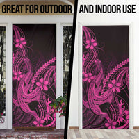 Pink Black Aloha Hawaii Door Cover Polynesian Shark Tattoo With Plumeria - Polynesian Pride