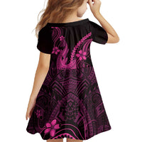 Pink Black Aloha Hawaii Family Matching Long Sleeve Bodycon Dress and Hawaiian Shirt Polynesian Shark Tattoo With Plumeria - Polynesian Pride