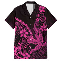 Pink Black Aloha Hawaii Hawaiian Shirt Polynesian Shark Tattoo With Plumeria LT14 Pink - Polynesian Pride
