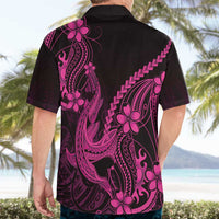 Pink Black Aloha Hawaii Hawaiian Shirt Polynesian Shark Tattoo With Plumeria LT14 - Polynesian Pride