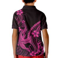 Pink Black Aloha Hawaii Kid Polo Shirt Polynesian Shark Tattoo With Plumeria LT14 - Polynesian Pride