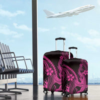 Pink Black Aloha Hawaii Luggage Cover Polynesian Shark Tattoo With Plumeria - Polynesian Pride