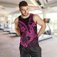 Pink Black Aloha Hawaii Men Tank Top Polynesian Shark Tattoo With Plumeria LT14 Pink - Polynesian Pride
